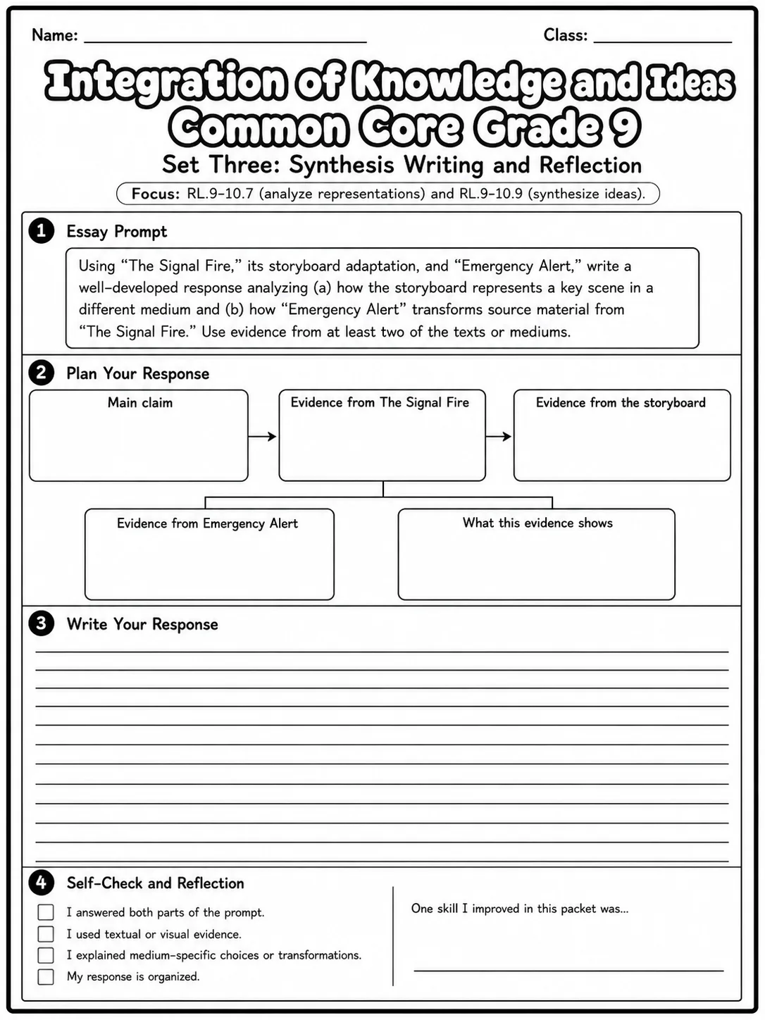 Integration of Knowledge and Ideas Common Core Grade 9