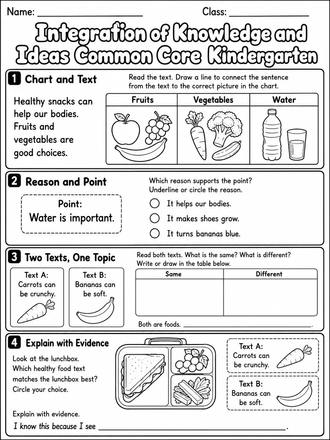 Integration of Knowledge and Ideas Common Core Kindergarten page 7 printable Common Core ELA worksheet preview