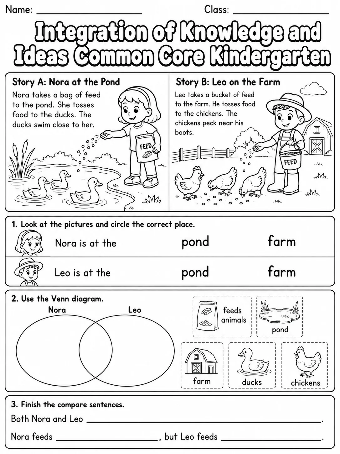 Integration of Knowledge and Ideas Common Core Kindergarten page 4 printable Common Core ELA worksheet preview