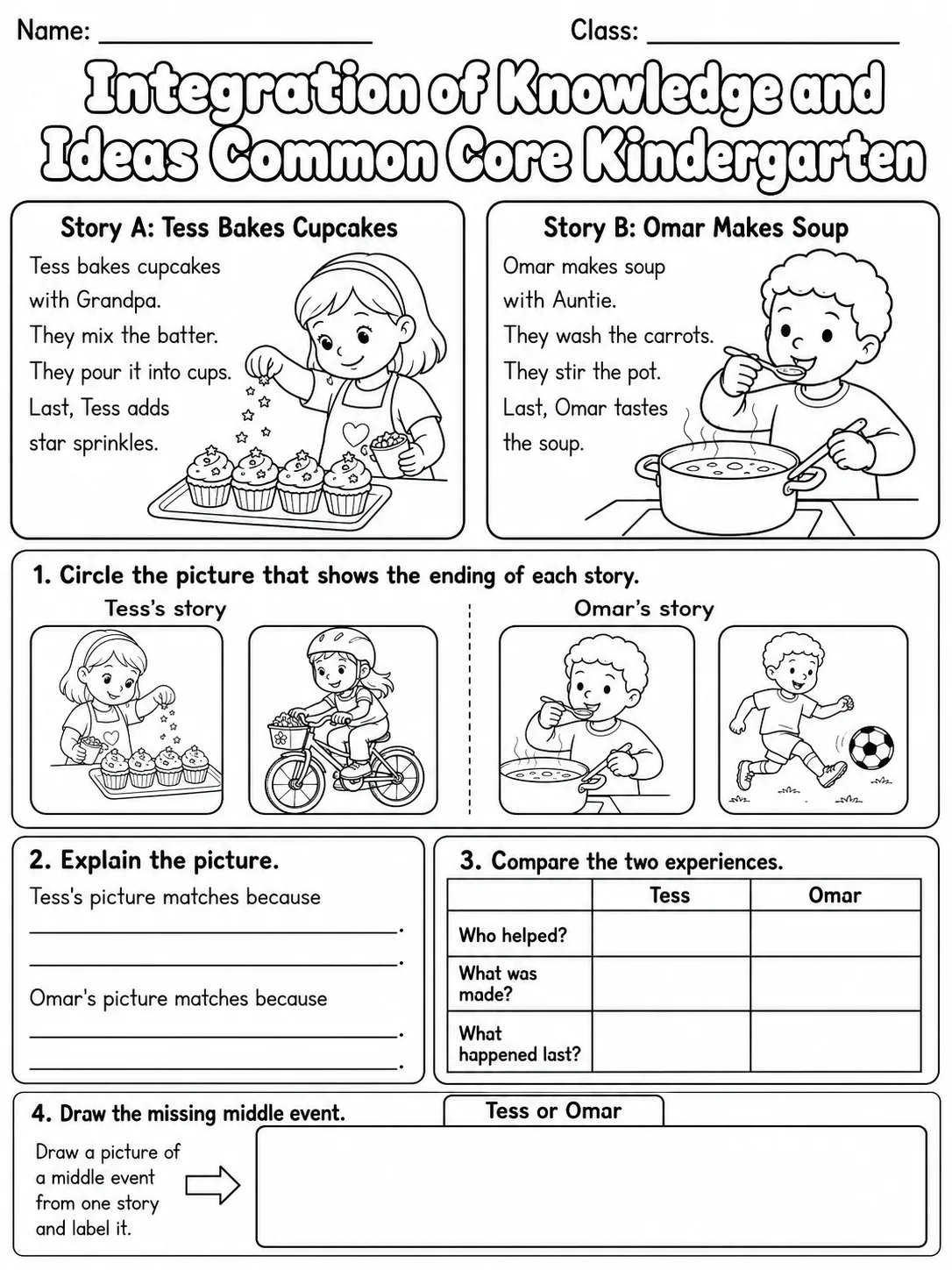 Integration of Knowledge and Ideas Common Core Kindergarten page 7 printable Common Core ELA worksheet preview