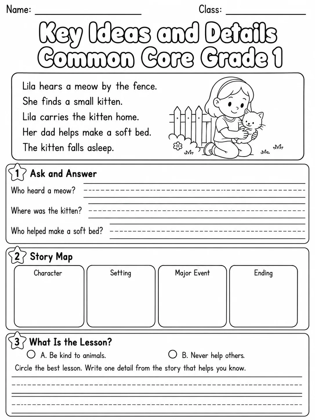 Key Ideas and Details Common Core Grade 1