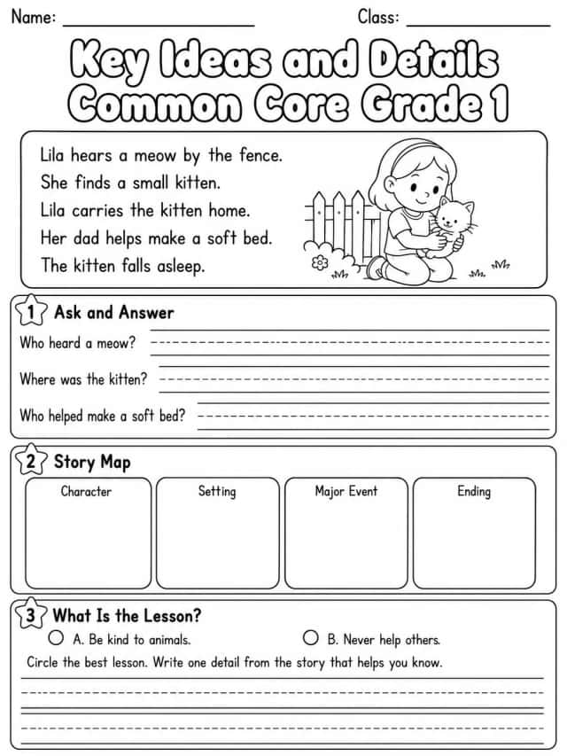 Key Ideas and Details Common Core Grade 1
