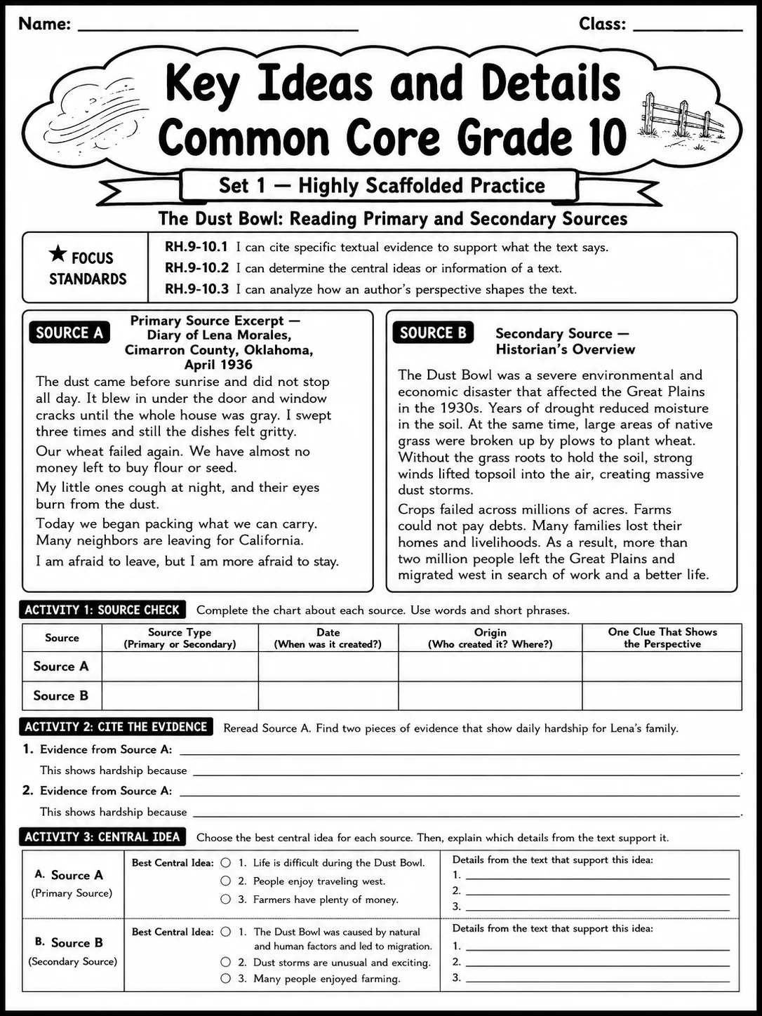 Key Ideas and Details Common Core Grade 10