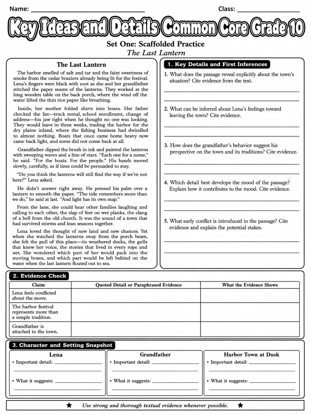 Key Ideas and Details Common Core Grade 10