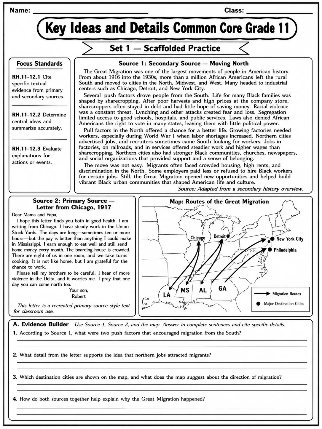 Key Ideas and Details Common Core Grade 11