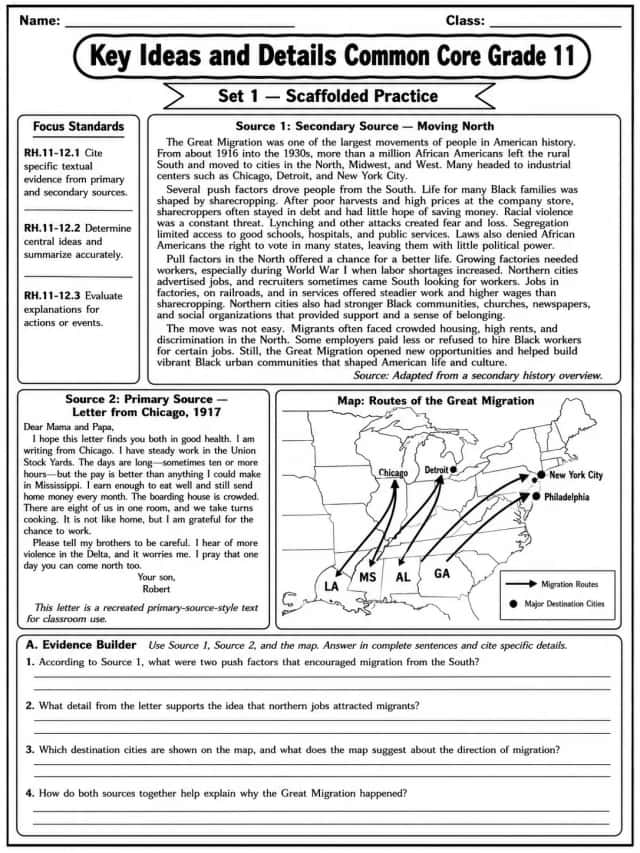 Key Ideas and Details Common Core Grade 11