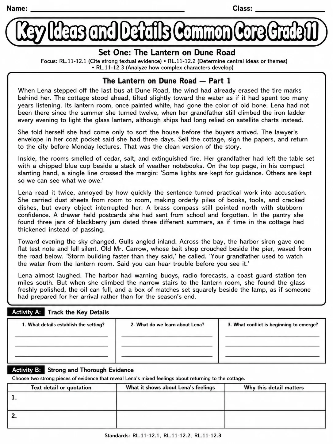 Key Ideas and Details Common Core Grade 11