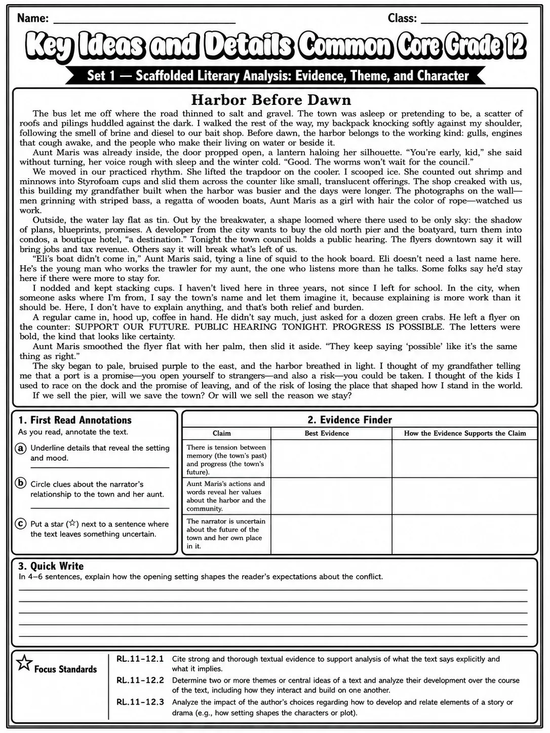 Key Ideas and Details Common Core Grade 12