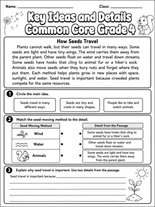 Key Ideas and Details Common Core Grade 4