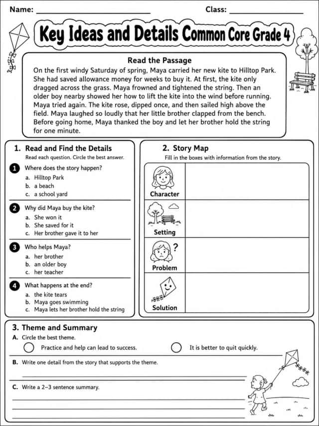 Key Ideas and Details Common Core Grade 4