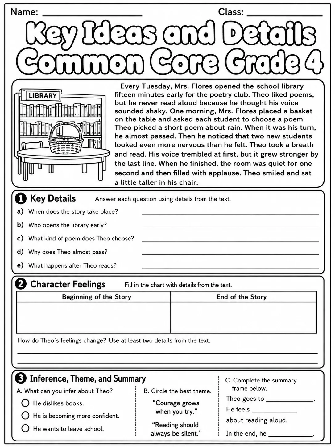 Key Ideas and Details Common Core Grade 4