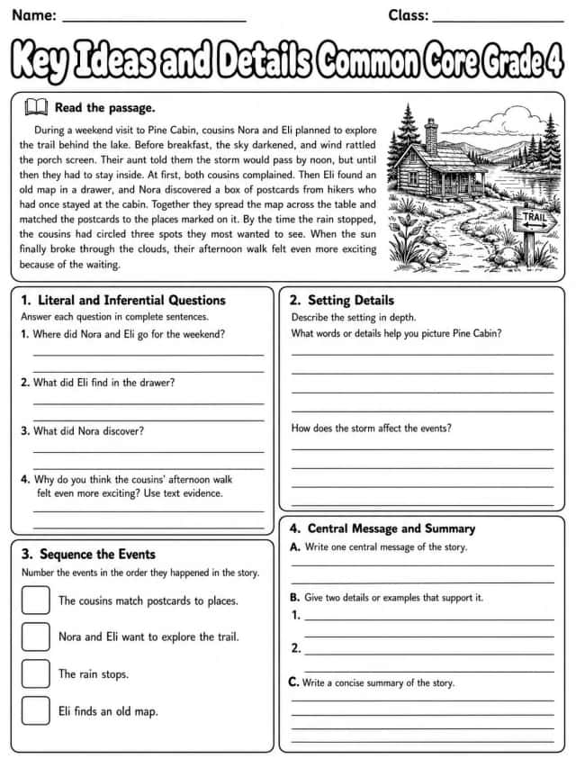 Key Ideas and Details Common Core Grade 4