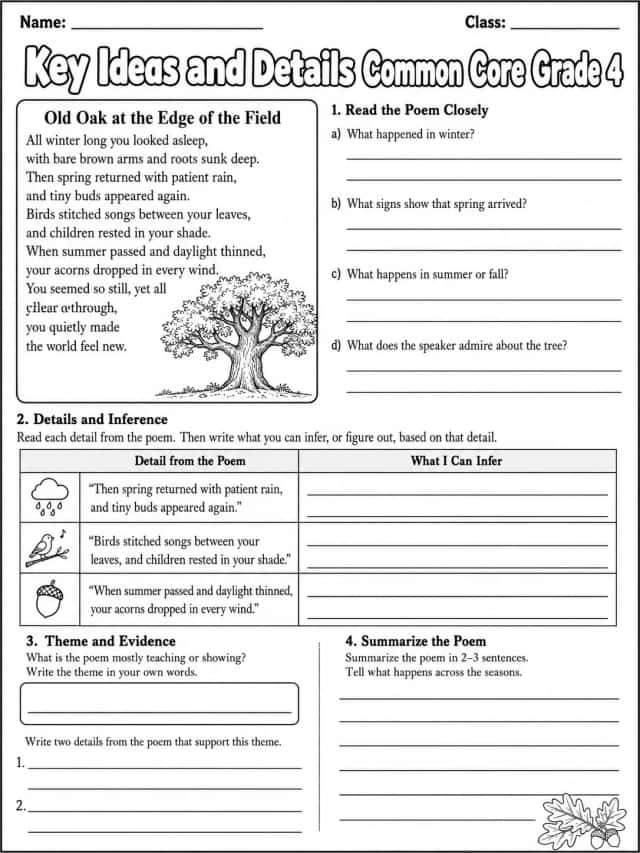 Key Ideas and Details Common Core Grade 4