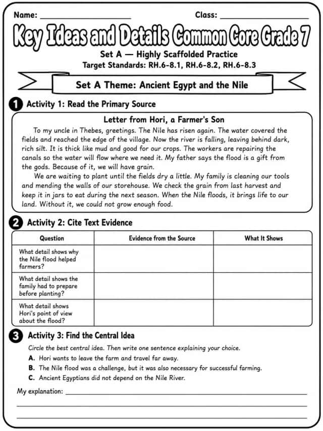 Key Ideas and Details Common Core Grade 7