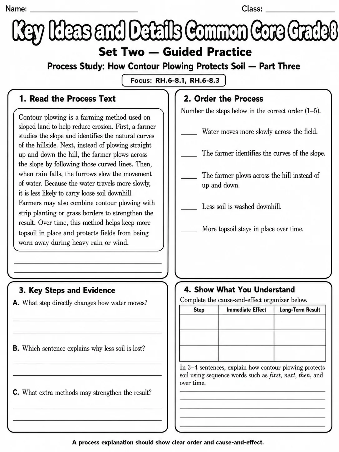 Key Ideas and Details Common Core Grade 8 page 6 printable Common Core ELA worksheet preview