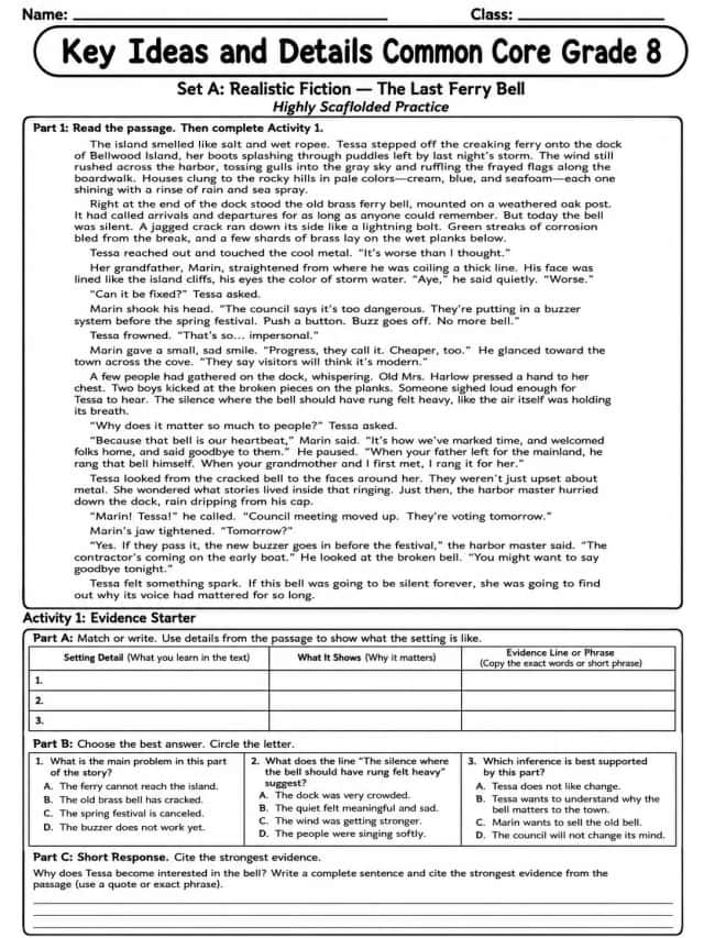Key Ideas and Details Common Core Grade 8