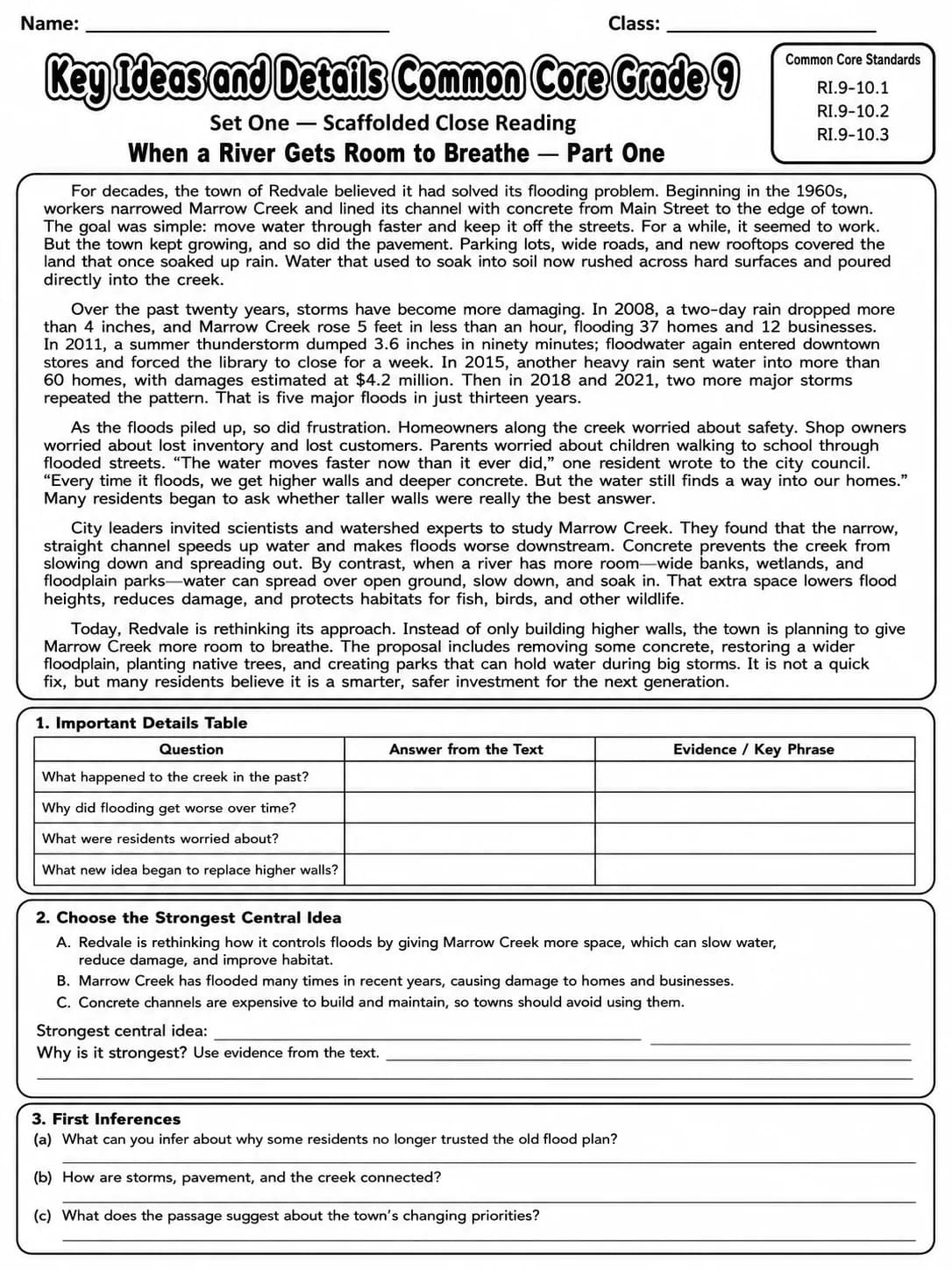 Key Ideas and Details Common Core Grade 9