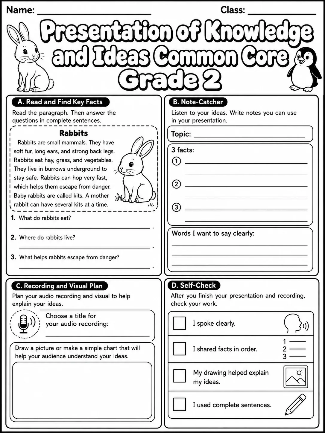 Knowledge of Language Common Core Grade 2 page 7 printable Common Core ELA worksheet preview