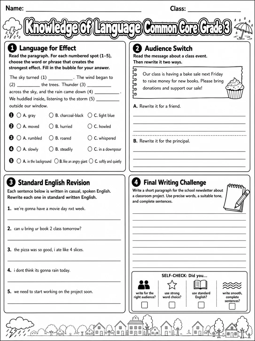 Knowledge of Language Common Core Grade 3 page 10 printable Common Core ELA worksheet preview
