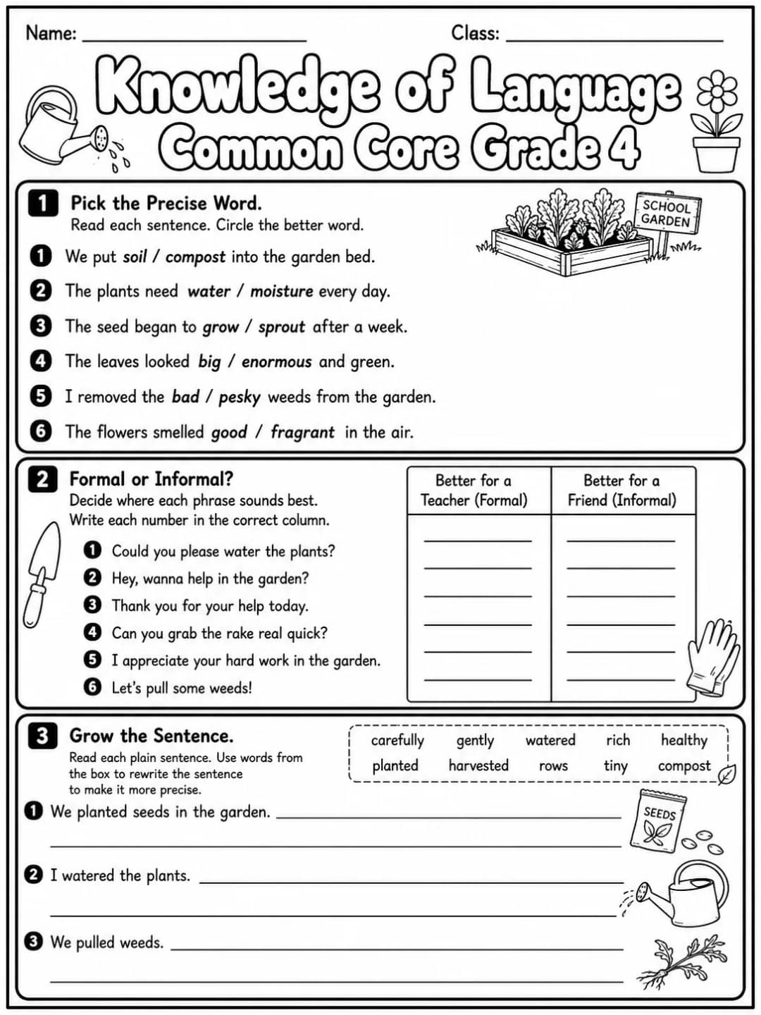 Knowledge of Language Common Core Grade 4 printable Common Core ELA Grade 4 worksheet preview from KiwiBee