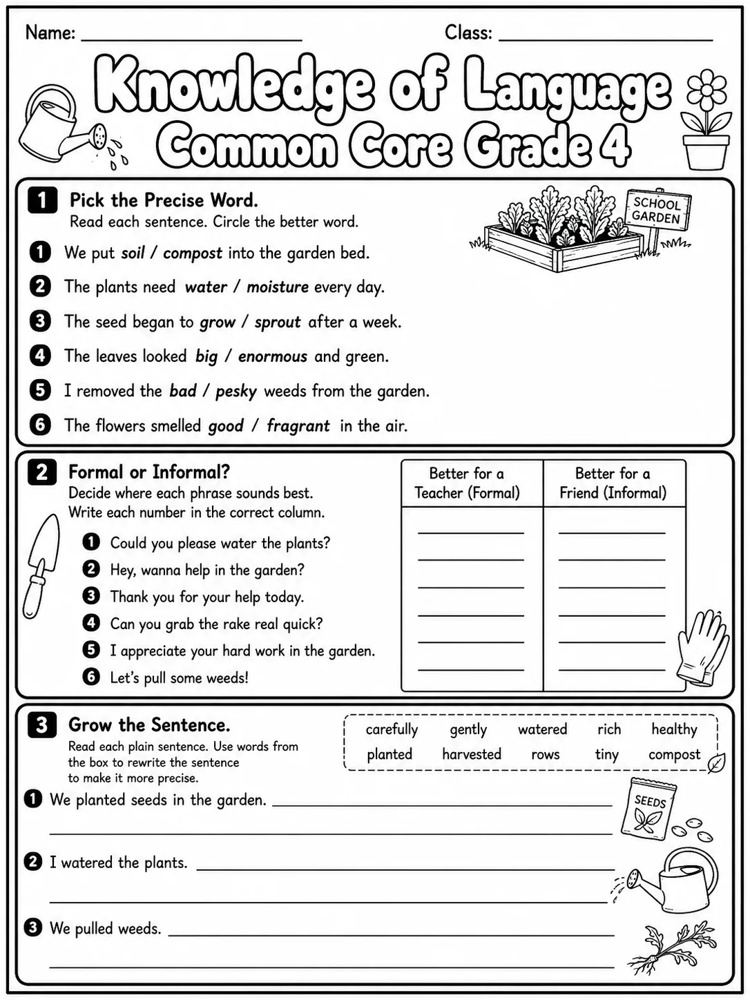 Knowledge of Language Common Core Grade 4