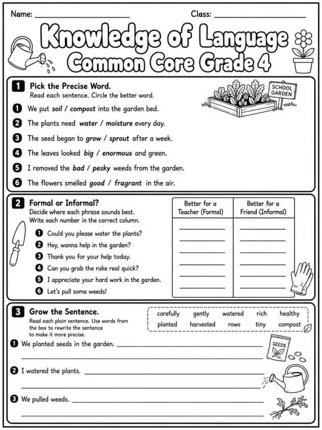 Knowledge of Language Common Core Grade 4