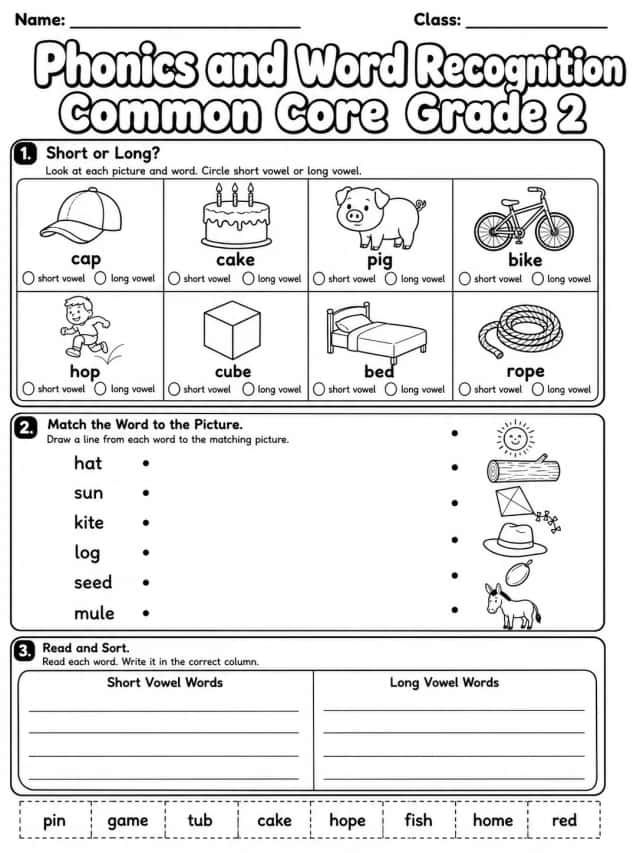 Phonics and Word Recognition Common Core Grade 2