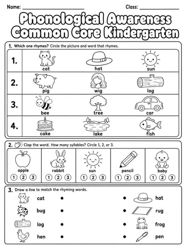 Phonological Awareness Common Core Kindergarten