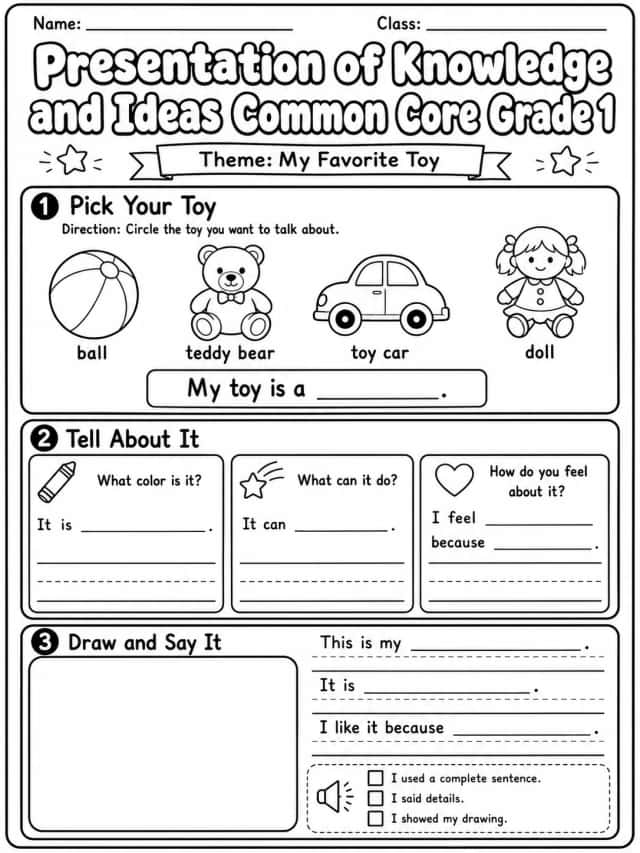 Presentation of Knowledge and Ideas Common Core Grade 1
