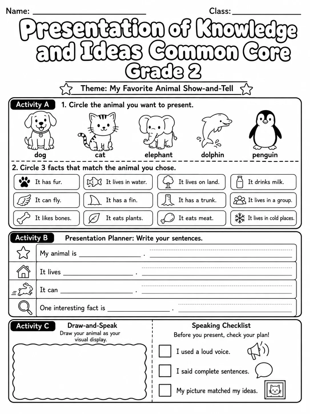 Presentation of Knowledge and Ideas Common Core Grade 2