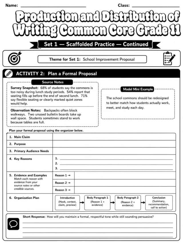 Production and Distribution of Writing Common Core Grade 11