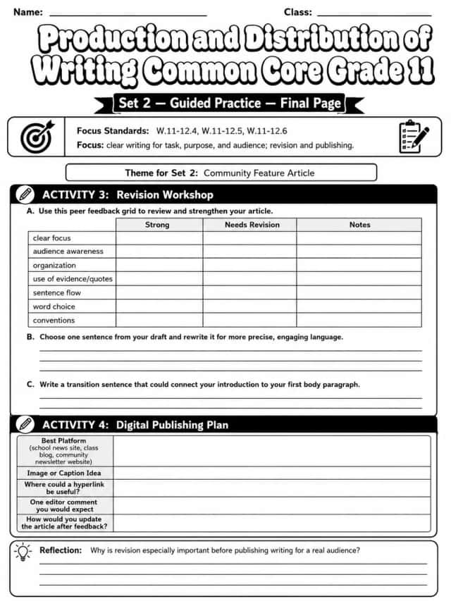 Production and Distribution of Writing Common Core Grade 11