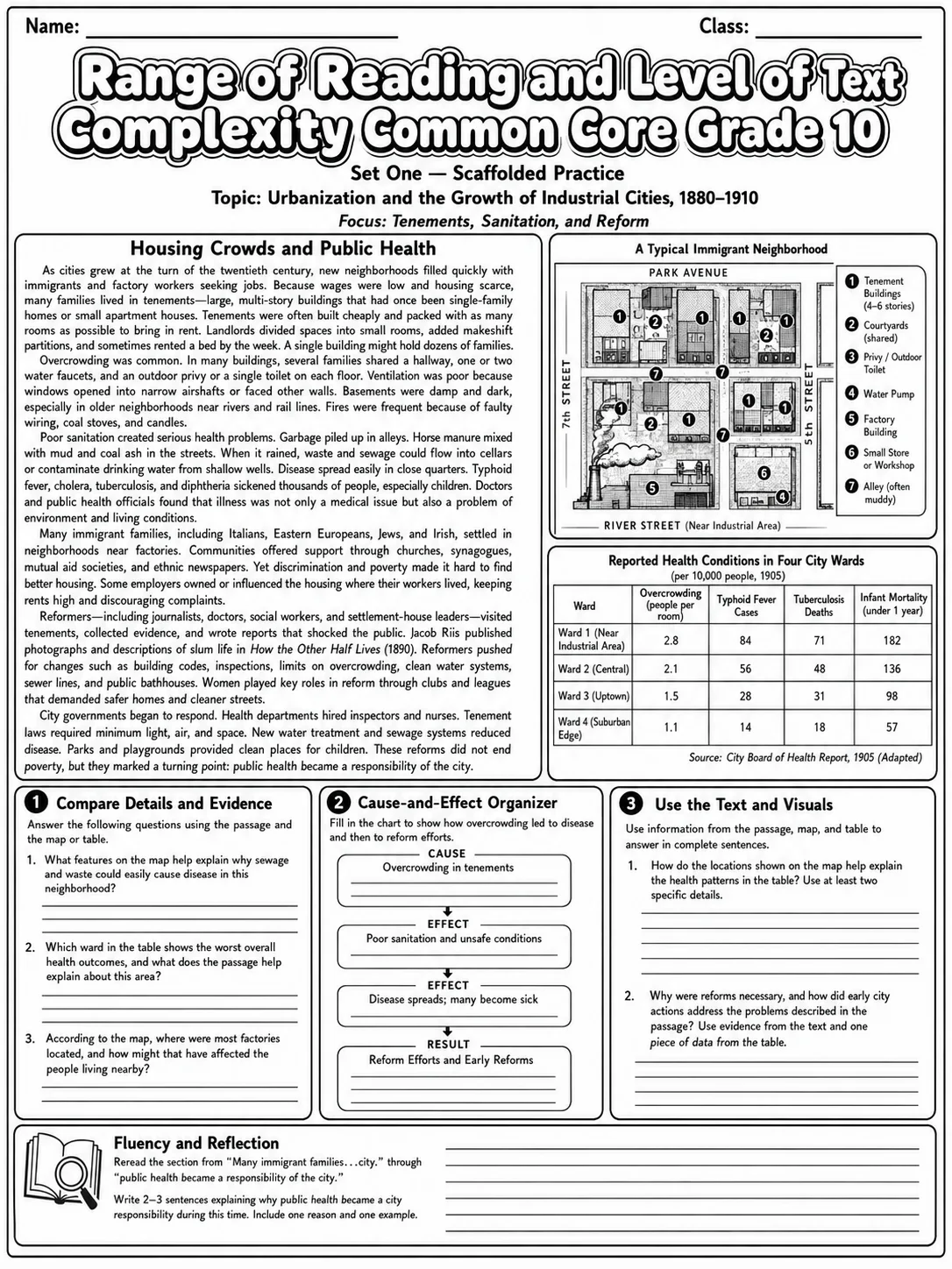 Range of Reading and Level of Text Complexity Common Core Grade 10 page 2 printable Common Core ELA worksheet preview