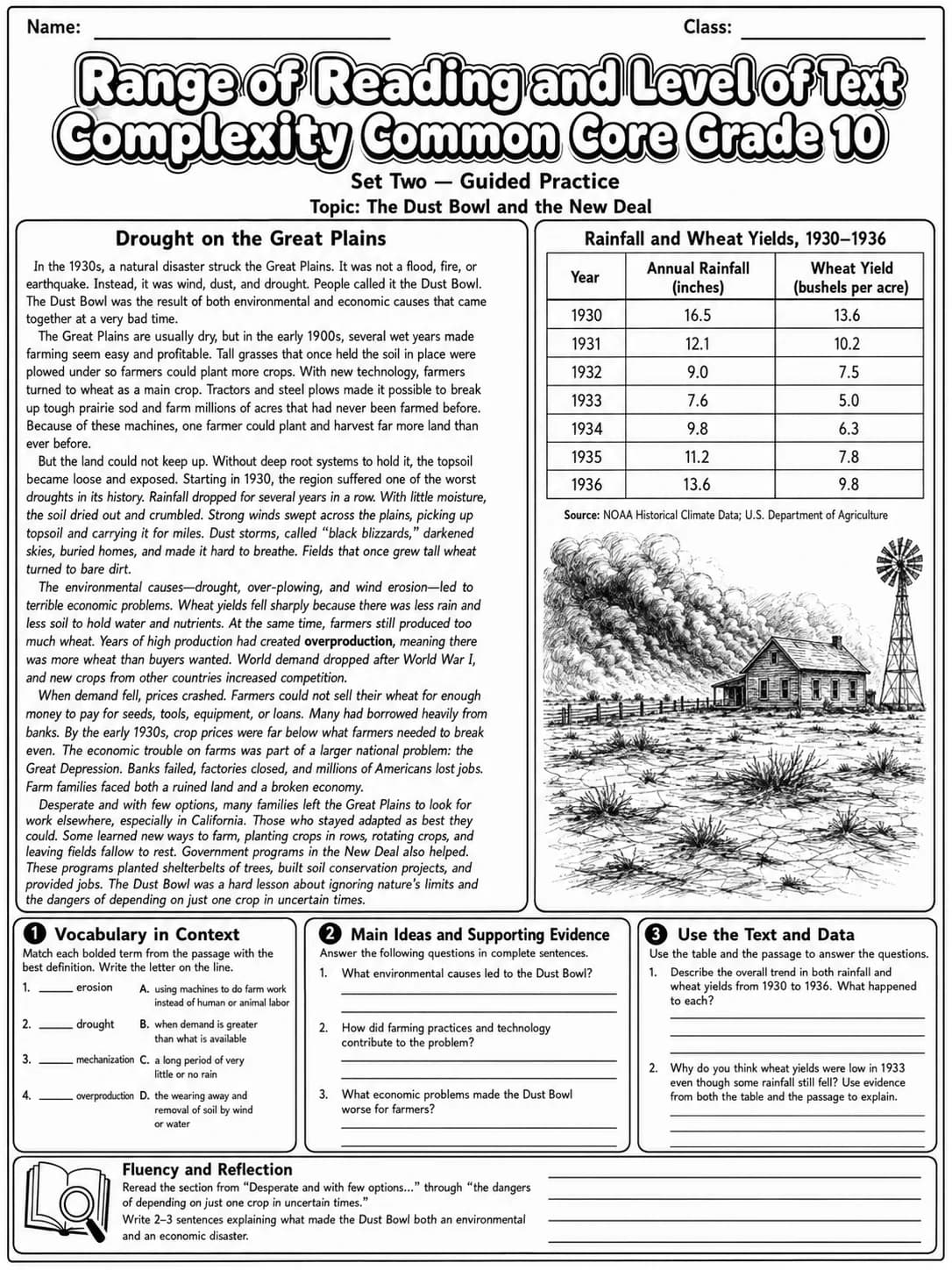 Range of Reading and Level of Text Complexity Common Core Grade 10 page 4 printable Common Core ELA worksheet preview