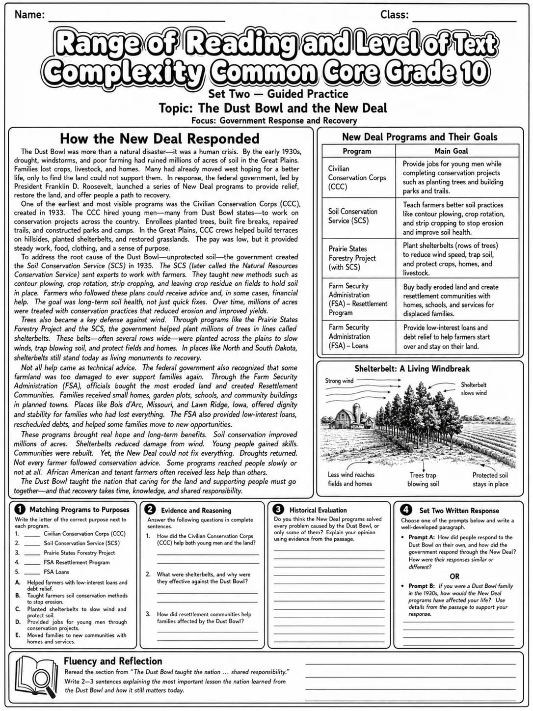 Range of Reading and Level of Text Complexity Common Core Grade 10 page 6 printable Common Core ELA worksheet preview