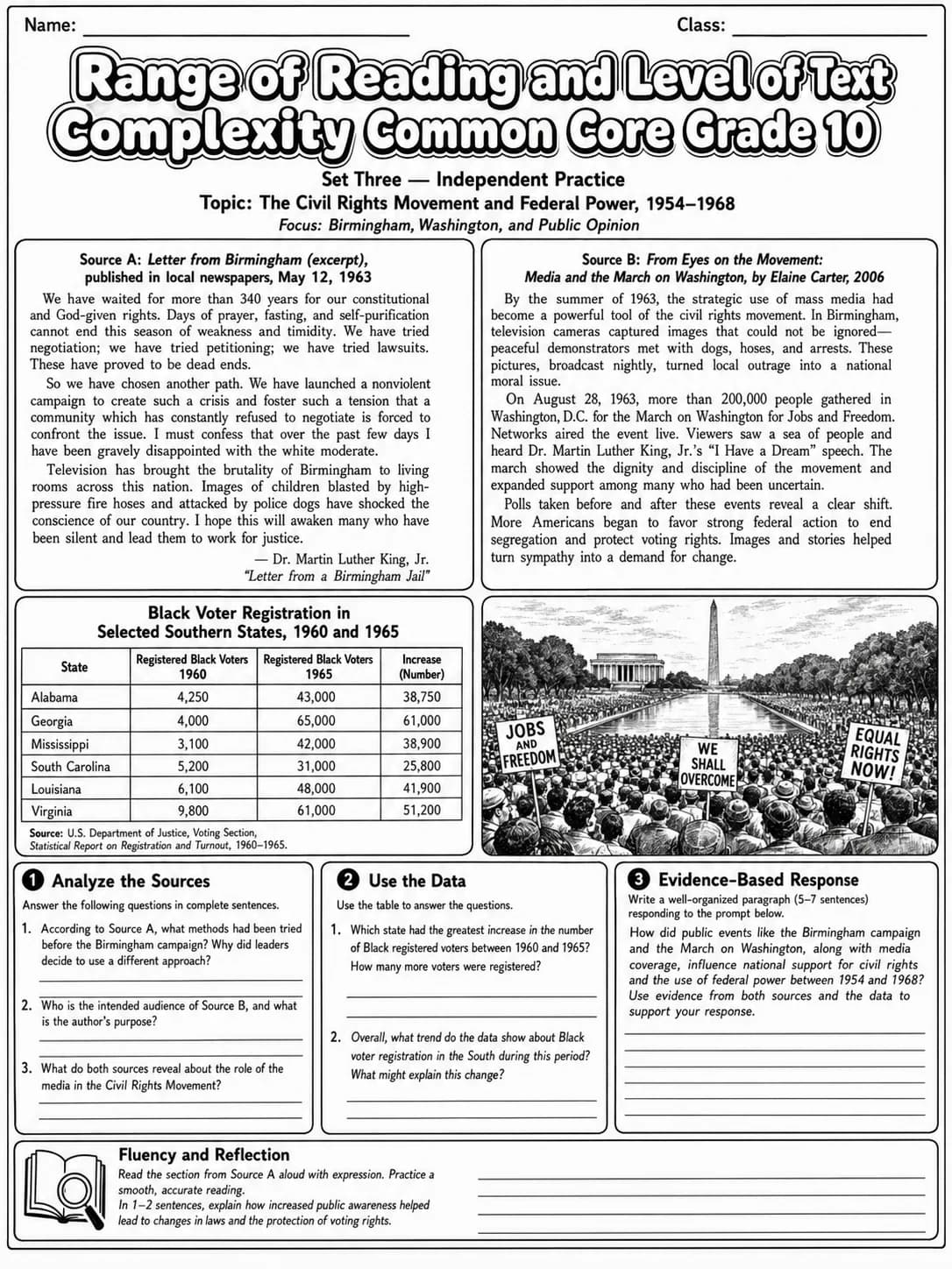 Range of Reading and Level of Text Complexity Common Core Grade 10 page 8 printable Common Core ELA worksheet preview