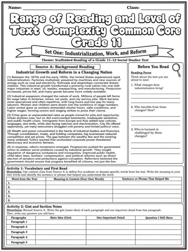 Range of Reading and Level of Text Complexity Common Core Grade 11