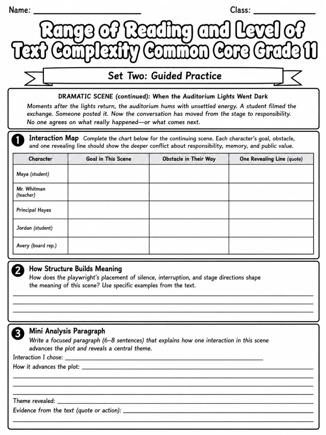 Range of Reading and Level of Text Complexity Common Core Grade 11 page 5 printable Common Core ELA worksheet preview