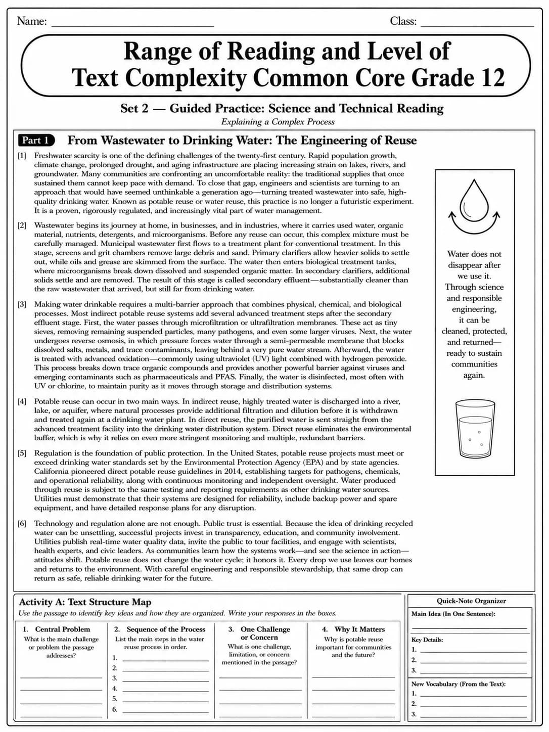 Range of Reading and Level of Text Complexity Common Core Grade 12 page 4 printable Common Core ELA worksheet preview