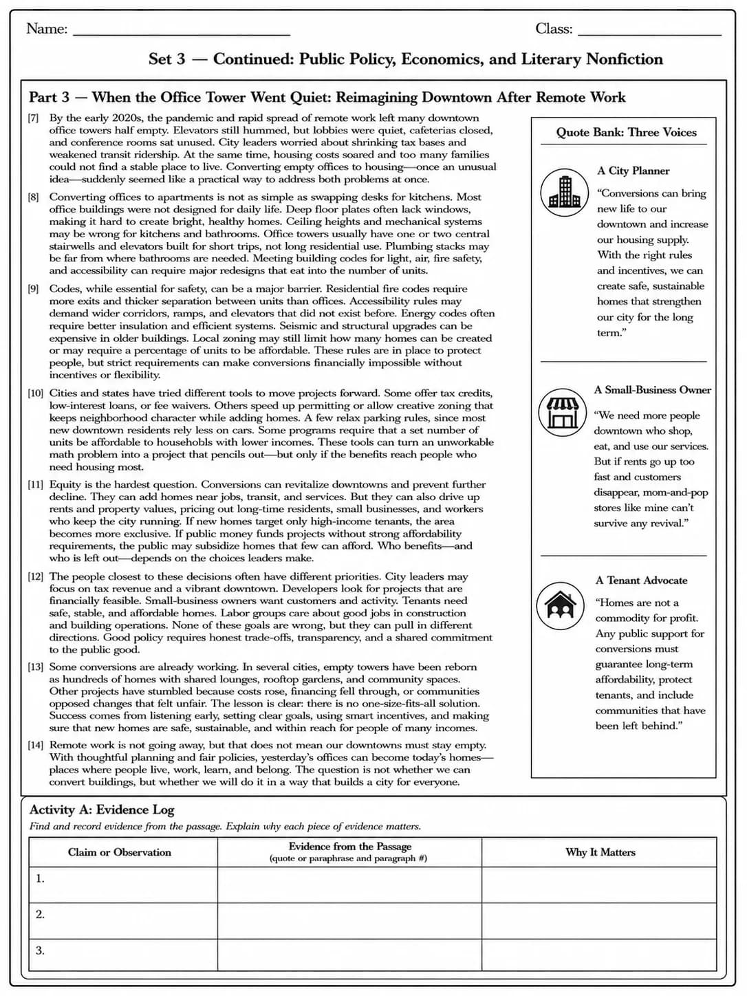 Range of Reading and Level of Text Complexity Common Core Grade 12 page 8 printable Common Core ELA worksheet preview