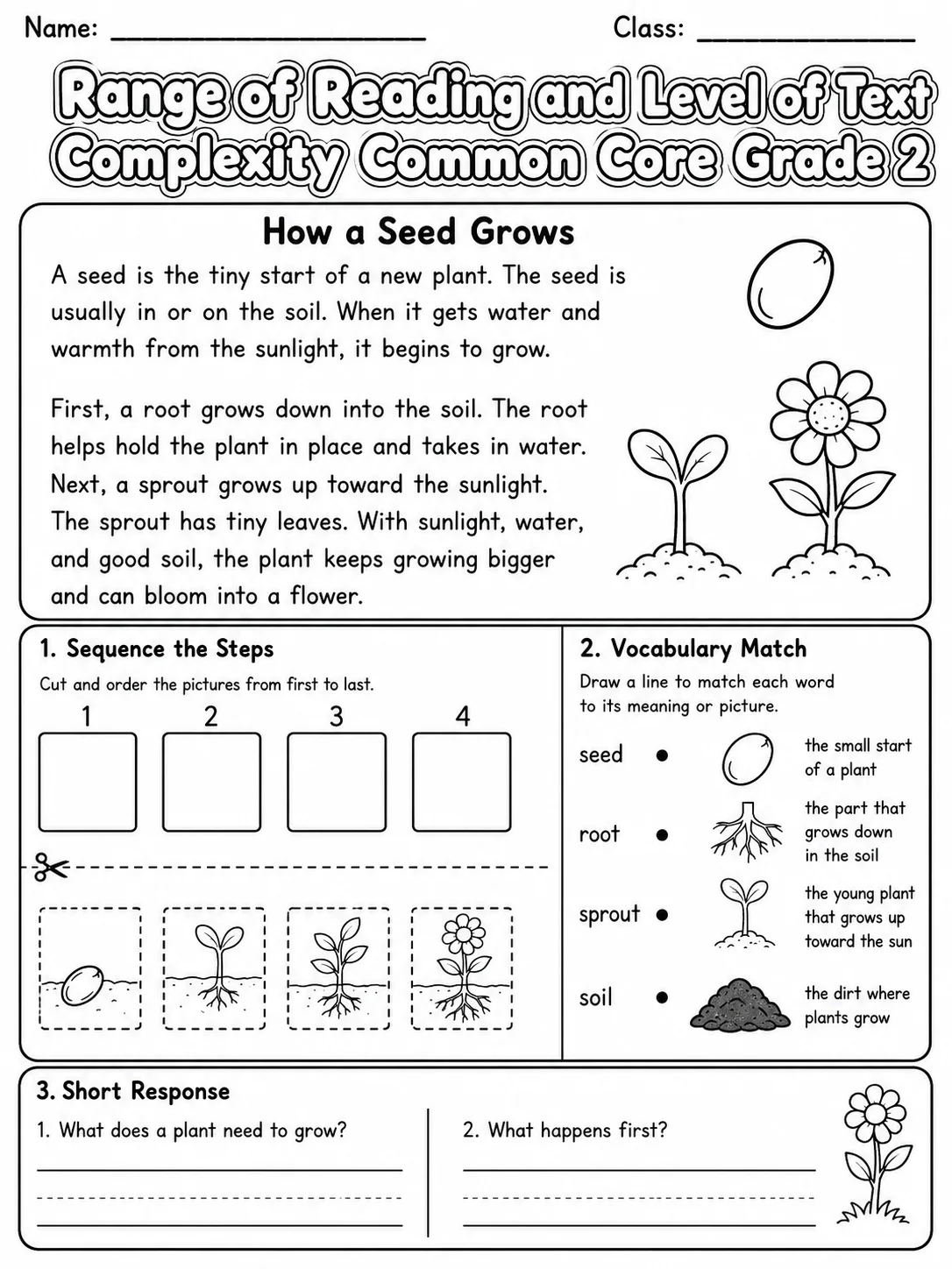 Range of Reading and Level of Text Complexity Common Core Grade 2 page 2 printable Common Core ELA worksheet preview