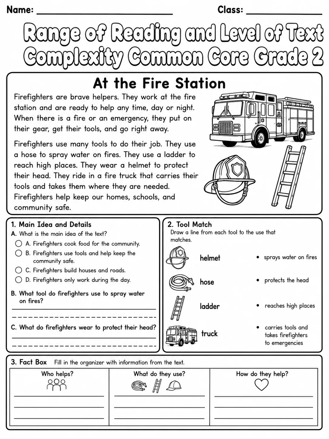 Range of Reading and Level of Text Complexity Common Core Grade 2 page 3 printable Common Core ELA worksheet preview