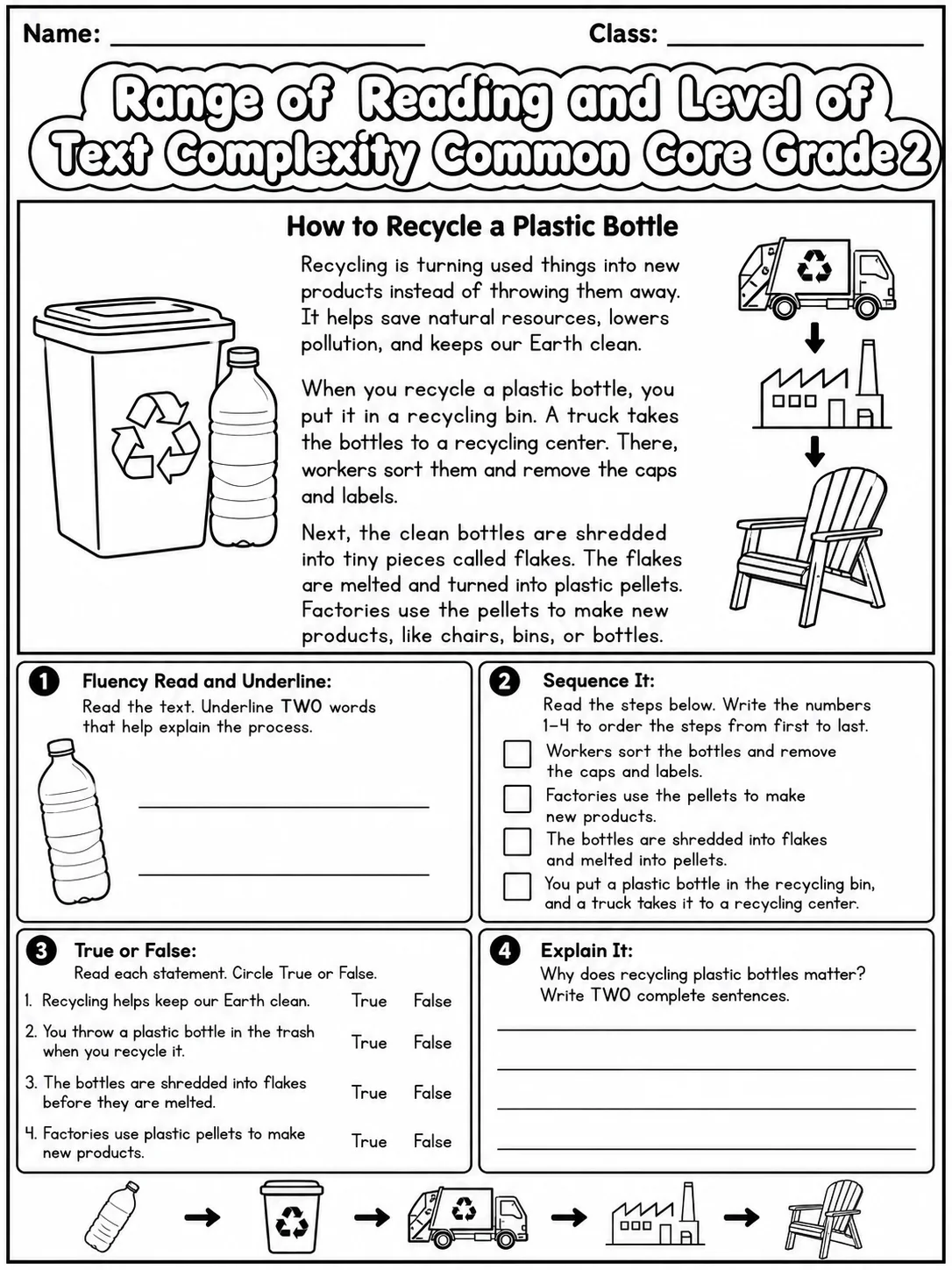 Range of Reading and Level of Text Complexity Common Core Grade 2 page 4 printable Common Core ELA worksheet preview
