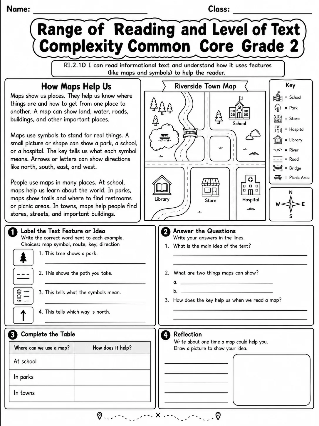 Range of Reading and Level of Text Complexity Common Core Grade 2 page 6 printable Common Core ELA worksheet preview