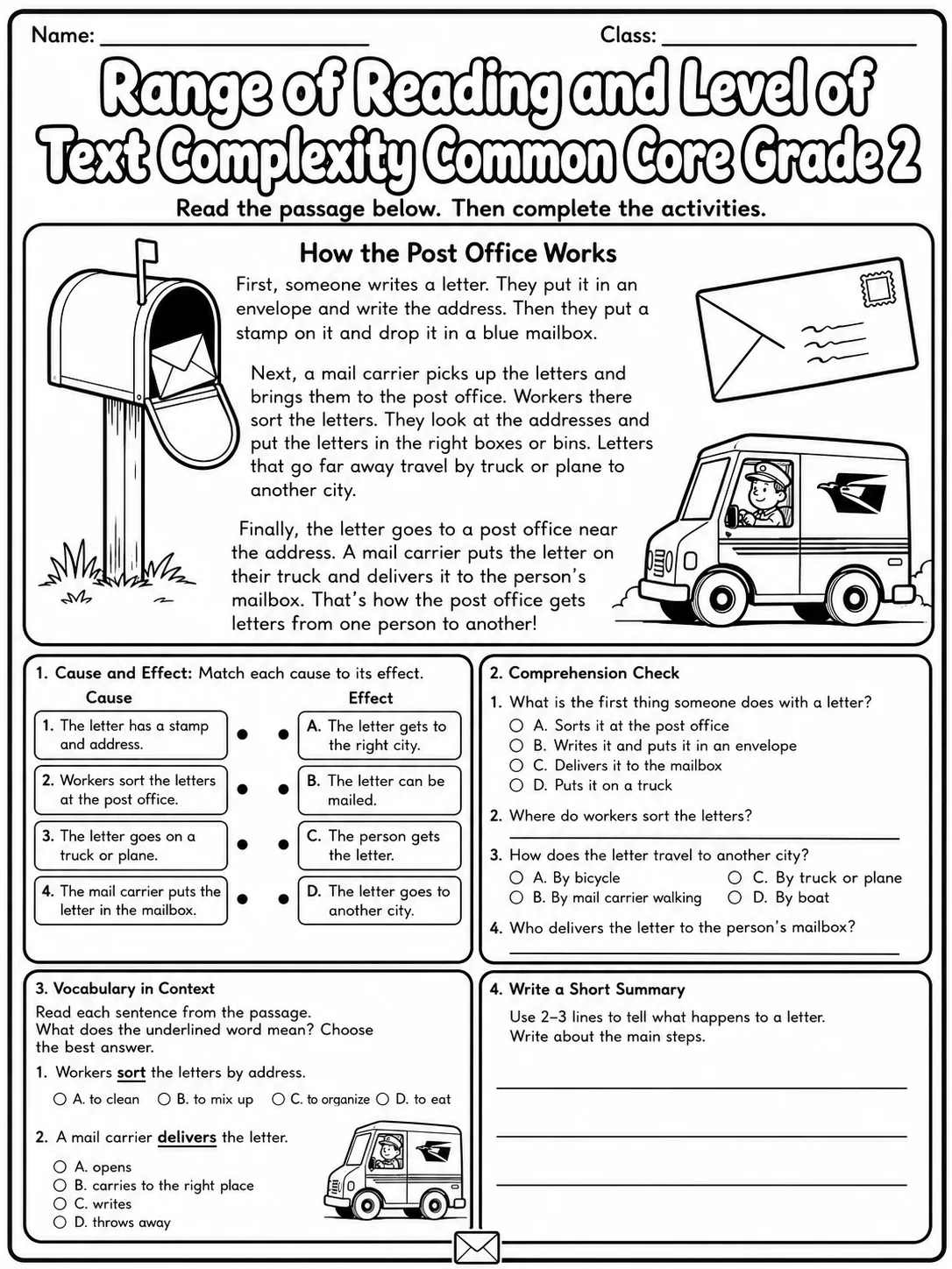 Range of Reading and Level of Text Complexity Common Core Grade 2 page 7 printable Common Core ELA worksheet preview