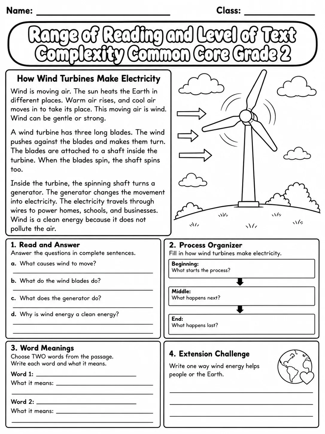 Range of Reading and Level of Text Complexity Common Core Grade 2 page 9 printable Common Core ELA worksheet preview