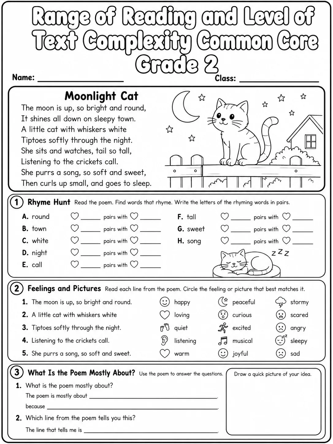 Range of Reading and Level of Text Complexity Common Core Grade 2 page 3 printable Common Core ELA worksheet preview