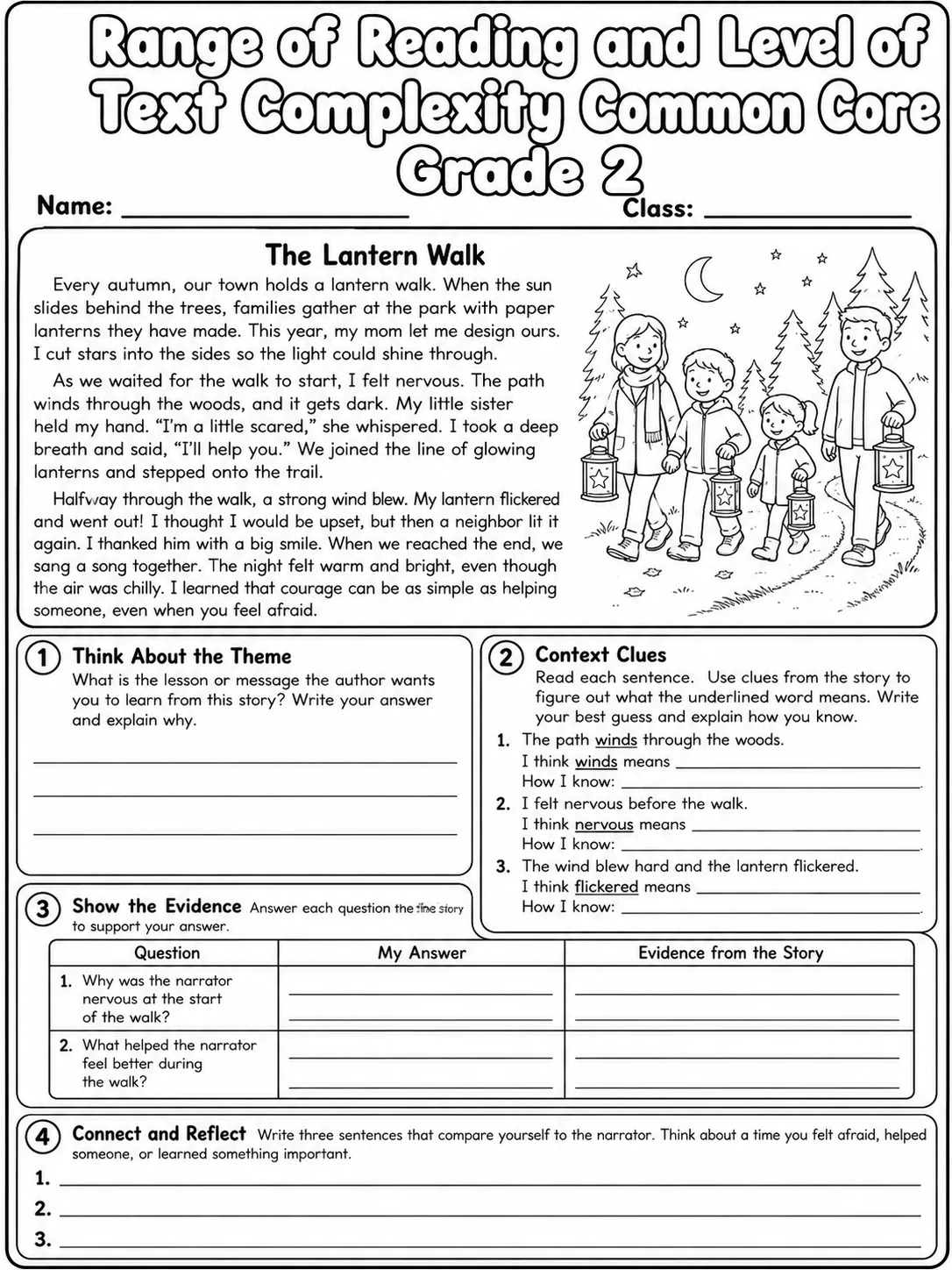 Range of Reading and Level of Text Complexity Common Core Grade 2 page 8 printable Common Core ELA worksheet preview