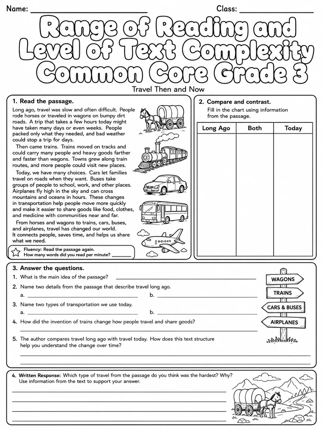 Range of Reading and Level of Text Complexity Common Core Grade 3 page 6 printable Common Core ELA worksheet preview