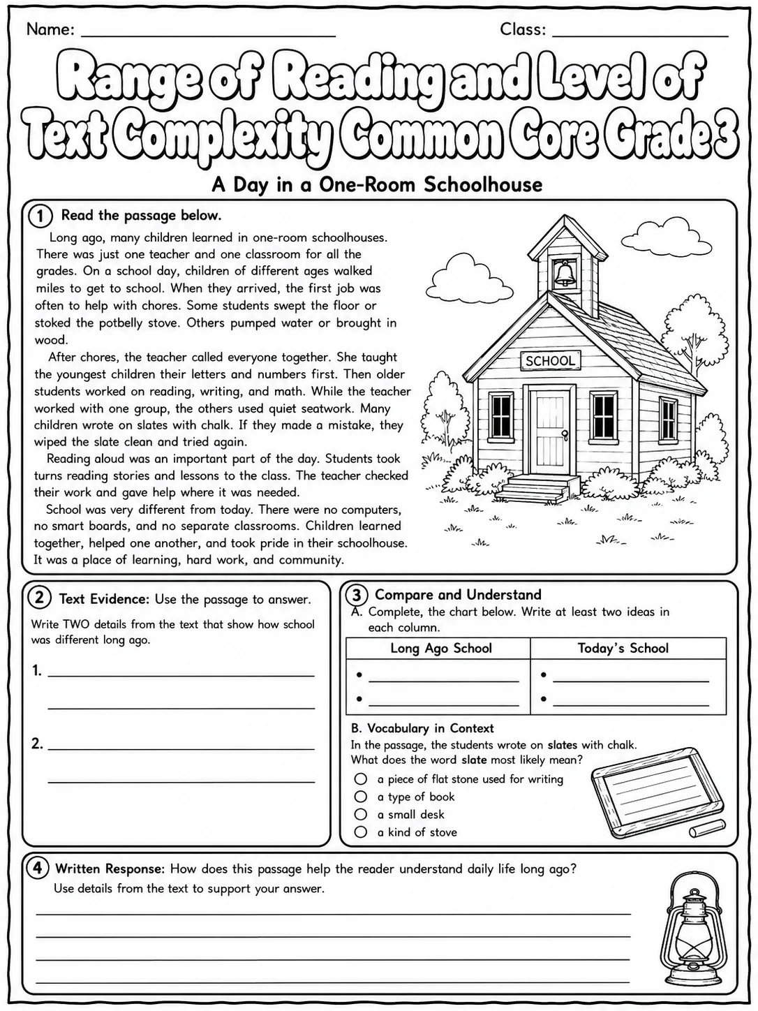 Range of Reading and Level of Text Complexity Common Core Grade 3 page 9 printable Common Core ELA worksheet preview